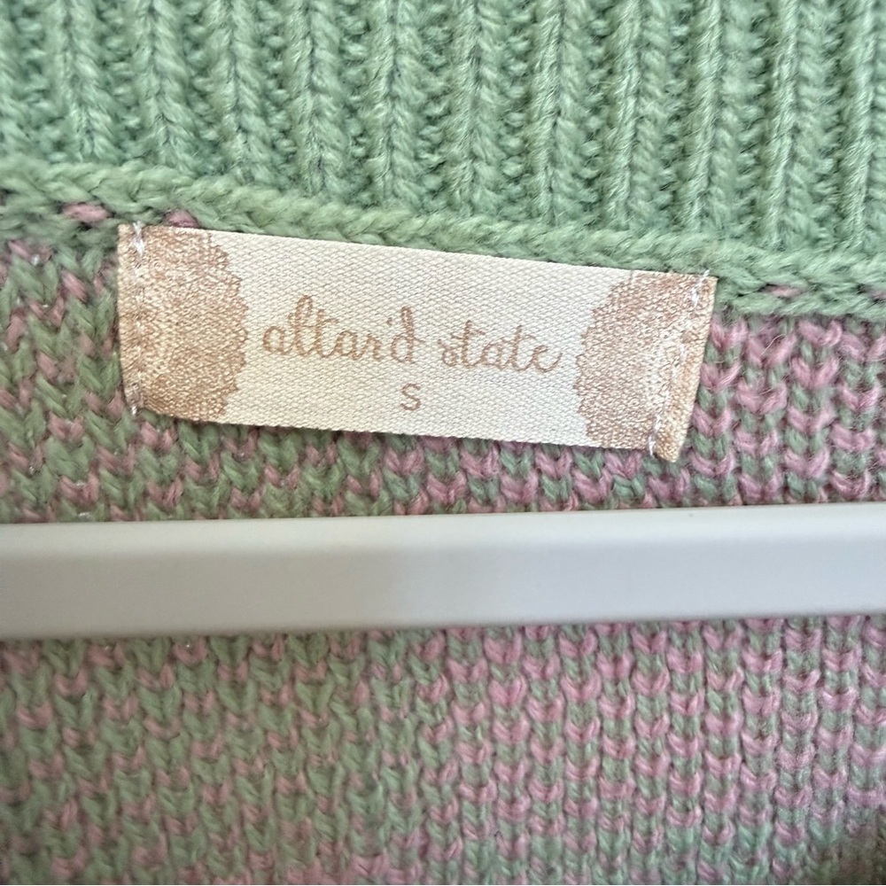 Altar’d State Pink and Green Checkered Knit Sweater Vest, Size Small - Picture 2 of 4